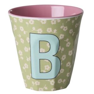BICCHIERE IN MELAMINA CON LETTERA B- FIORI