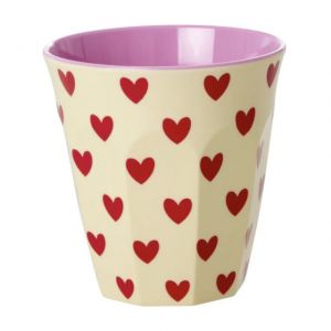 BICCHIERE IN MELAMINA CON CUORI ROSSI