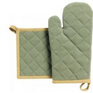 Set guanto da cucina e presina riciclati Grace MATCHA