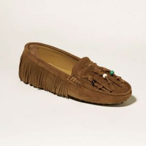 MOCASSINO EMILY IN CAMOSCIO CON FRANGE E NAPPINE