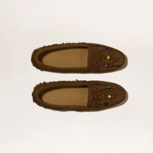 MOCASSINO EMILY IN CAMOSCIO CON FRANGE E NAPPINE