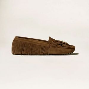 MOCASSINO EMILY IN CAMOSCIO CON FRANGE E NAPPINE