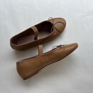 BALLERINE- suola in cuoio, cappuccino
