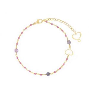 BRACCIALE ROSARIO RUBELLITE E TANZANITE