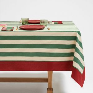 Tovaglia 220x220 nizam stripes green natural