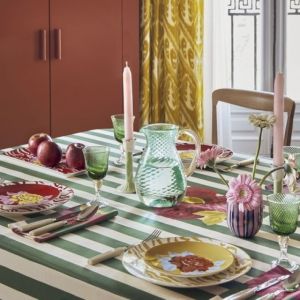Tovaglia 180x 270 nizam stripes green natural