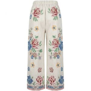 FLOWER DESIGN LONG PANTS- naturale