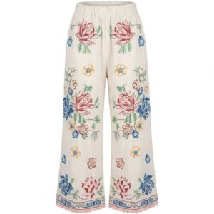 FLOWER DESIGN LONG PANTS- naturale