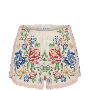 FLOWER DESIGN SHORTS- naturale