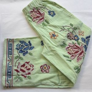 FLOWER DESIGN LONG PANTS PANTA-GREEN