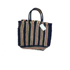 Borsa a righe blu e rosso