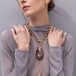 COLLANA PLUMB CHAIN- ambra