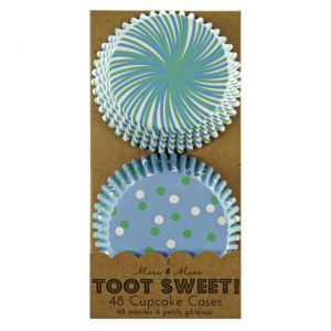 Meri Meri TOOT SWEET BLUE PATTERNED CUPCAKE LINERS